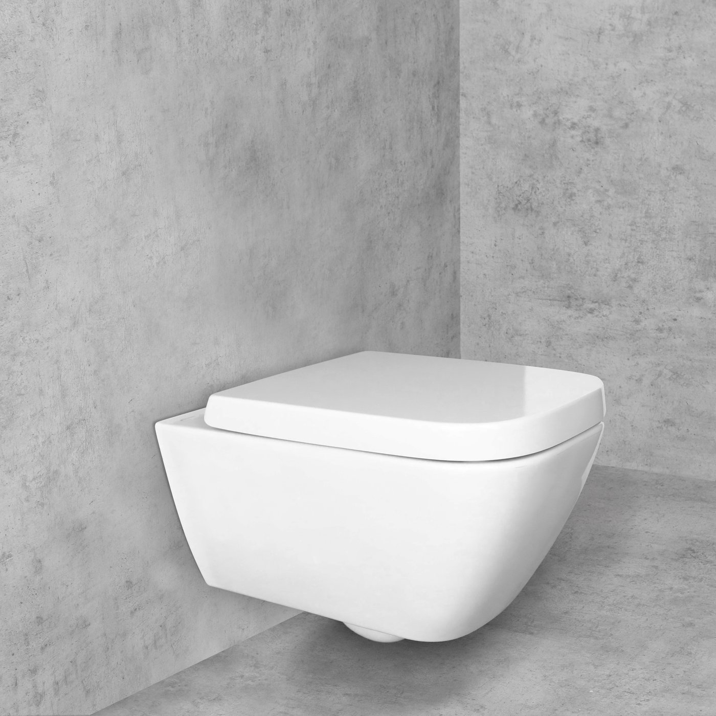 Geberit Smyle Square wall-mounted toilet with toilet seat, white ...