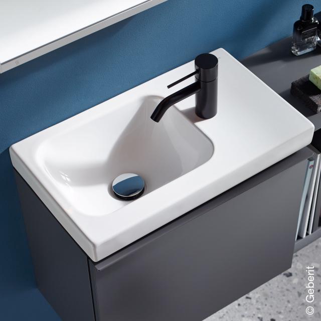 Geberit iCon Light Handwaschbecken mit Ablagefläche weiß, mit KeraTect, mit 1 Hahnloch