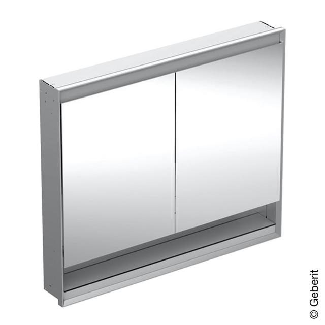 Geberit ONE Spiegelschrank mit Ablagefach, Beleuchtung und 2 Türen Unterputz, aluminium gebürstet