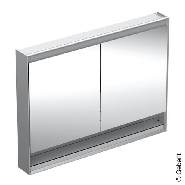 Geberit ONE Spiegelschrank mit Ablagefach, Beleuchtung und 2 Türen Aufputz, aluminium gebürstet