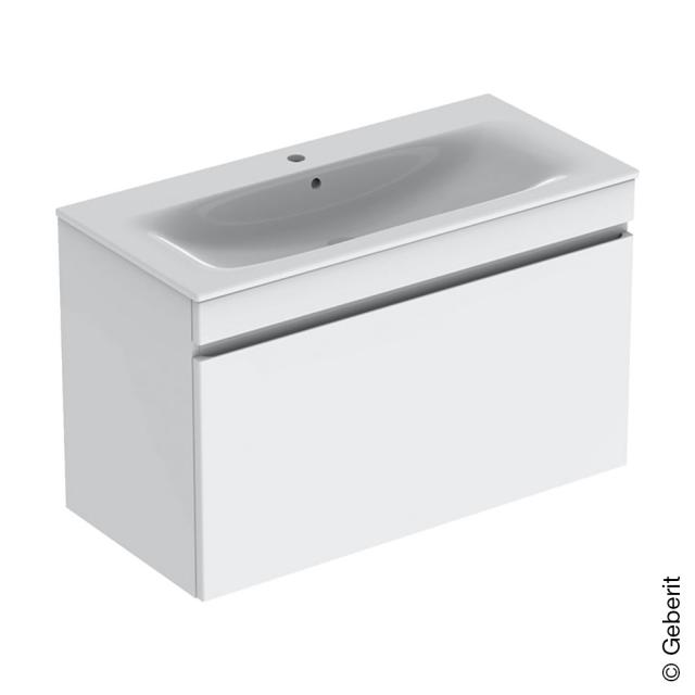 Geberit Renova Plan Waschtisch mit Waschtischunterschrank mit 1 Auszug und Innenschublade weiß hochglanz, WT weiß mit KeraTect