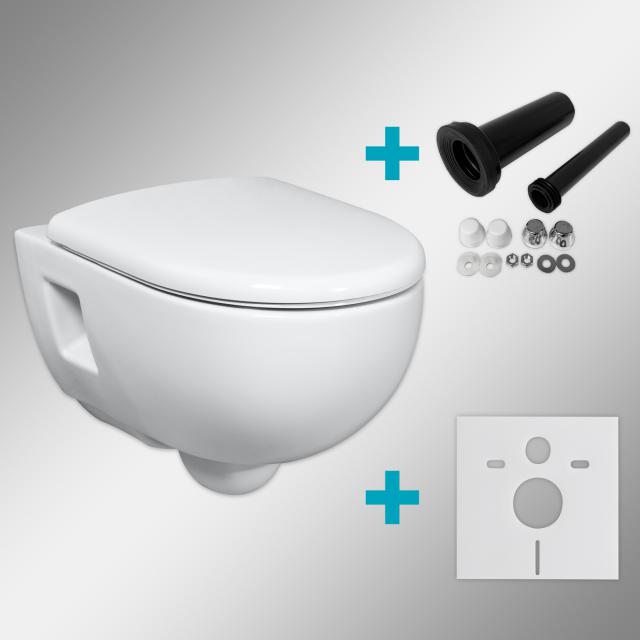 Geberit Renova & Tellkamp Premium 3000 Wand-WC-SET mit Montagezubehör, ohne Spülrand: WC-Sitz mit Absenkautomatik
