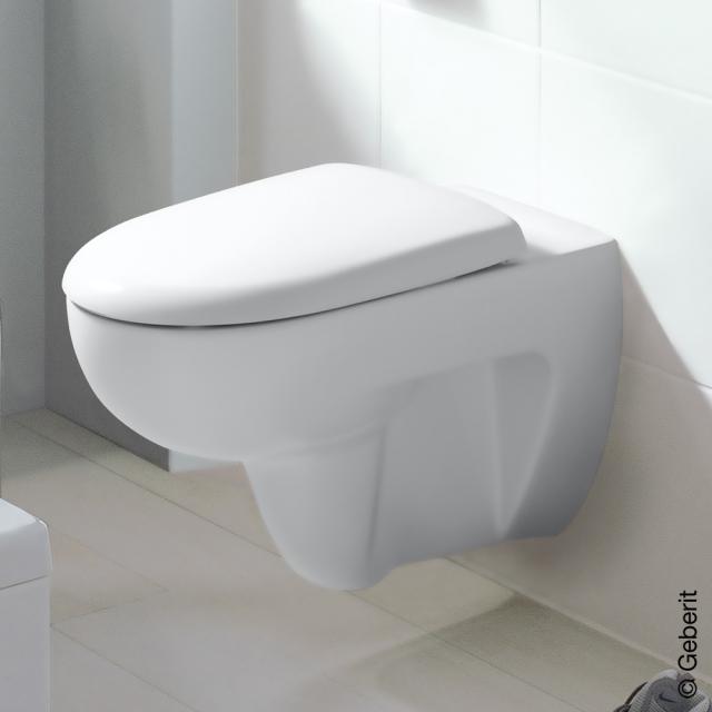 Geberit Renova Wand-Tiefspül-WC, mit WC-Sitz ohne Spülrand, weiß, mit KeraTect, WC-Sitz mit Absenkautomatik & abnehmbar