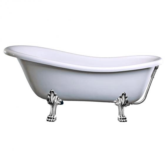 Schröder Rectime Retro Style Freistehende Oval-Badewanne weiß, mit Löwenfüßen und Ablaufgarnitur in chrom