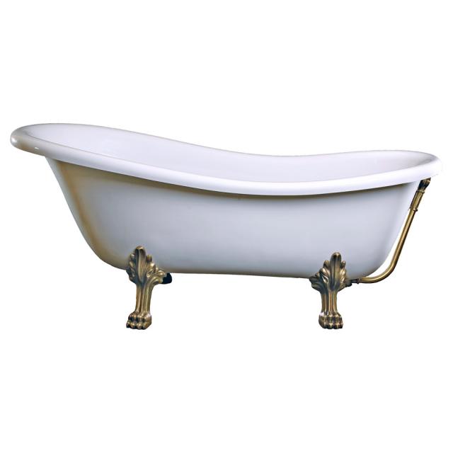 Schröder Rectime Retro Style Freistehende Oval-Badewanne weiß, mit Löwenfüßen und Ablaufgarnitur in altgold