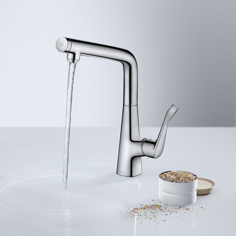 hansgrohe Metris Select M71 kitchen fitting, swivelling chrome ...
