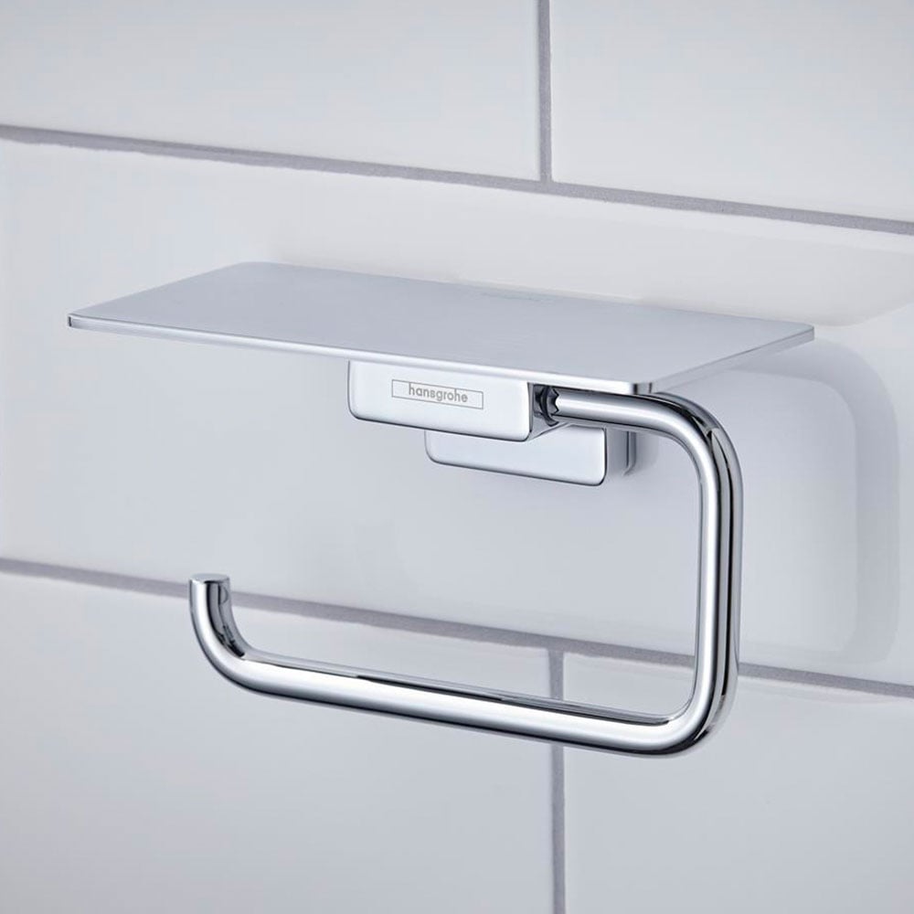 hansgrohe AddStoris toilet roll holder with shelf, chrome - 41772000 ...