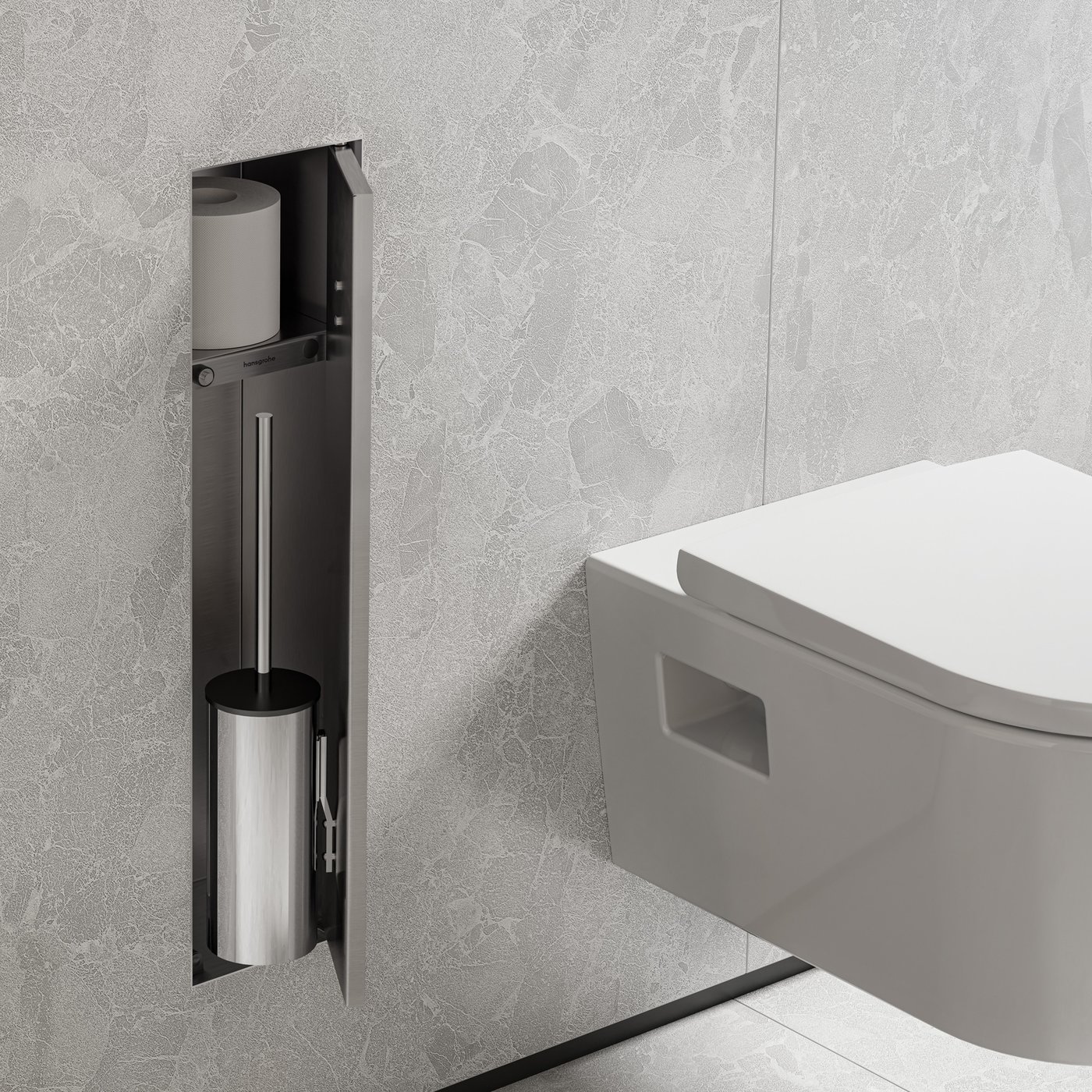 hansgrohe XtraStoris Rock WC-Modul befliesbar, mit Bürstengarnitur, mit ...