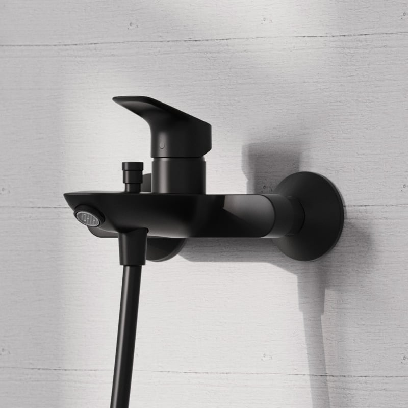hansgrohe Logis exposed bath fitting, single-lever mixer matt black ...