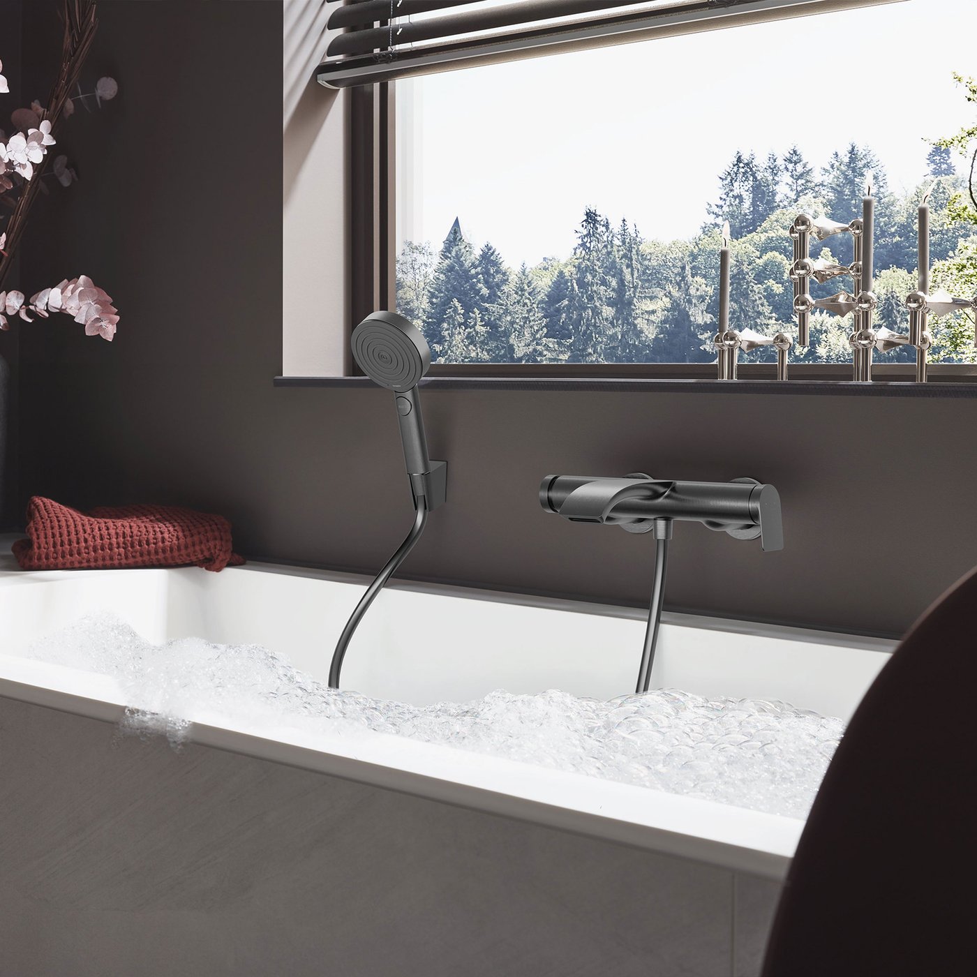 hansgrohe Vivenis exposed bath fitting, single-lever mixer brushed ...