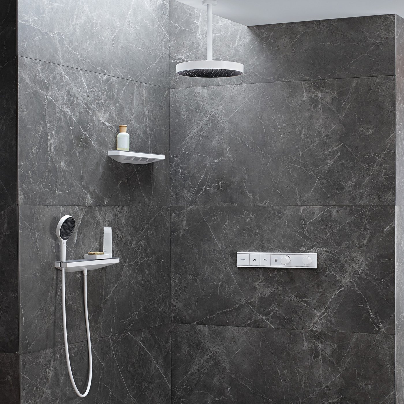 hansgrohe Rainfinity shower bracket with hose connection matt white ...