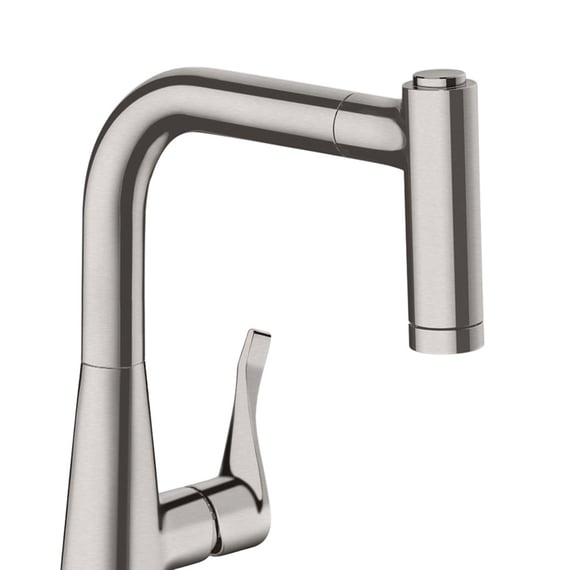 hansgrohe Metris M71 kitchen fitting, pull-out spout, swivelling ...
