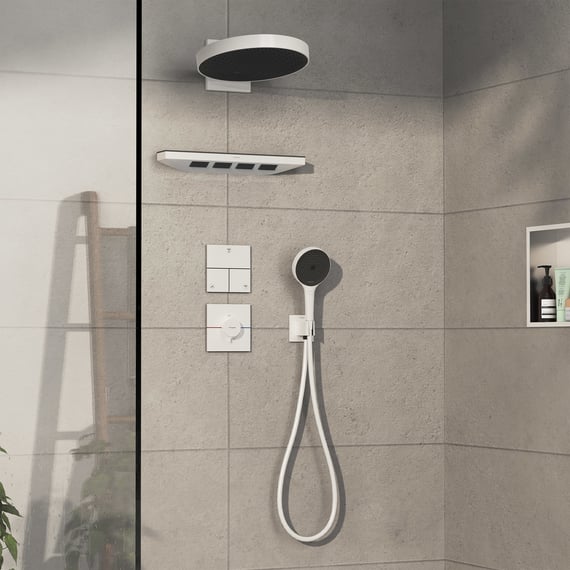 hansgrohe ShowerSelect Comfort E thermostat, for shower matt white ...