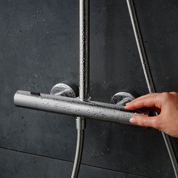 hansgrohe Pulsify S Puro shower system, thermostat chrome - 24222000 ...