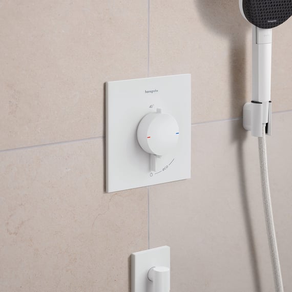 hansgrohe Ecostat Comfort E thermostat, for bath & shower matt white ...