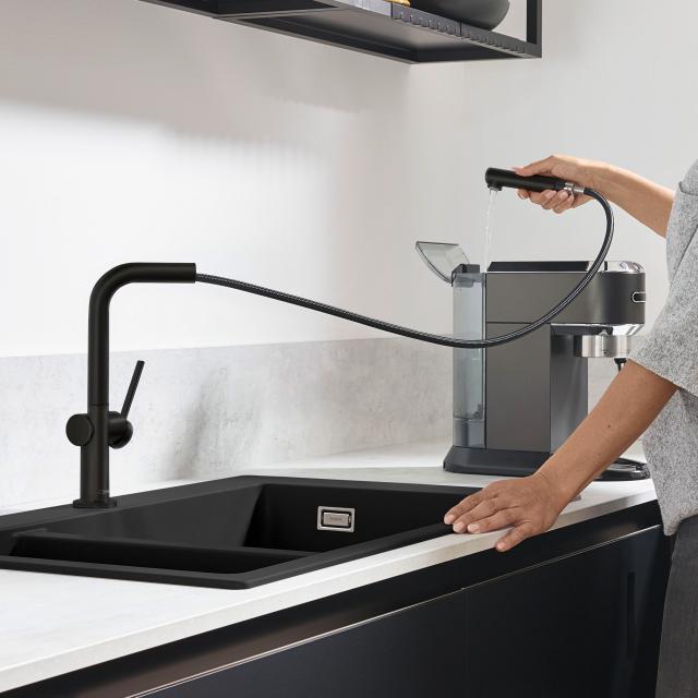 Schwarze ausziehbare Granitarmatur Spültisch Küchenarmatur Küchen Mischbatterie 