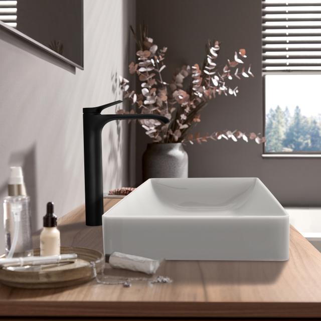 Hansgrohe Vivenis Einhebel-Waschtischmischer 250 für Waschschüsseln ohne Ablaufgarnitur, schwarz matt
