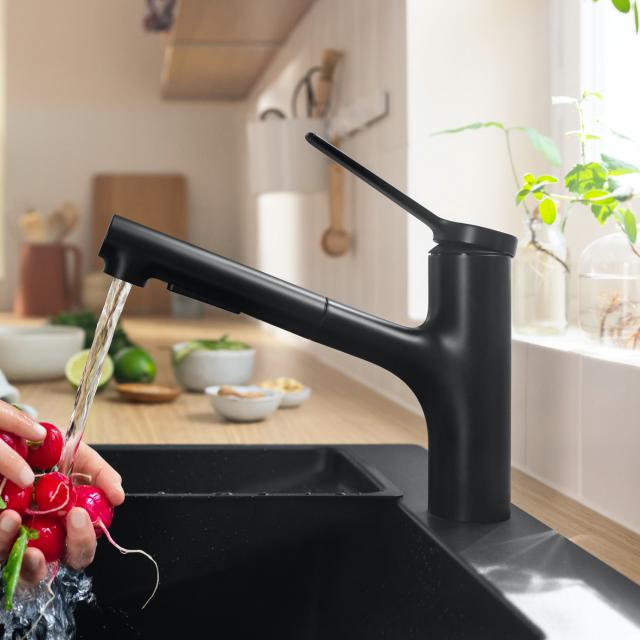 Hansgrohe Zesis M33 Einhebel-Küchenarmatur mit ausziehbarem Auslauf schwarz matt
