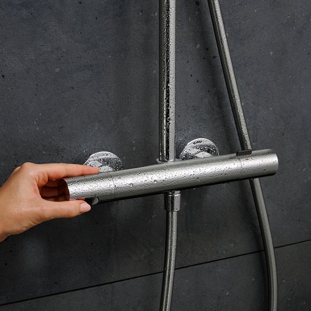 hansgrohe Pulsify S Puro Aufputz-Duschsystem mit Thermostat chrom ...