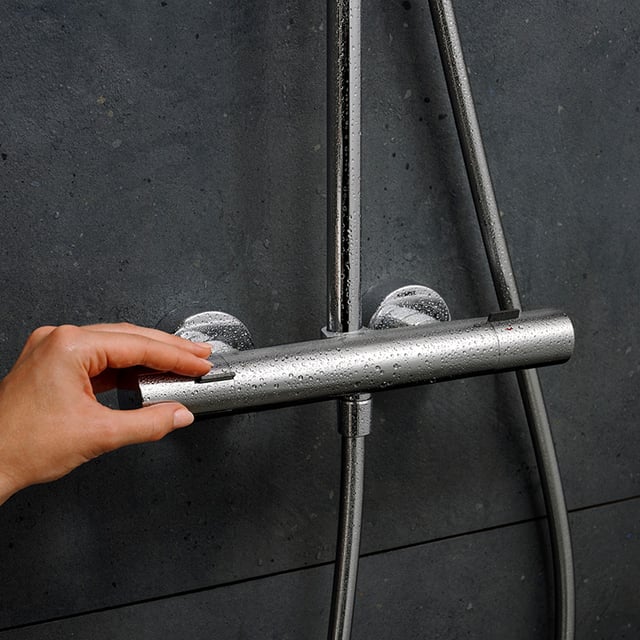hansgrohe Pulsify S Puro exposed shower system with thermostat with ...