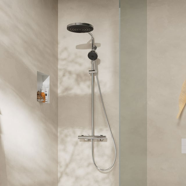 hansgrohe Pulsify S Puro exposed shower system with thermostat with ...