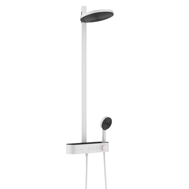 hansgrohe Pulsify S exposed shower system with thermostat with EcoSmart ...