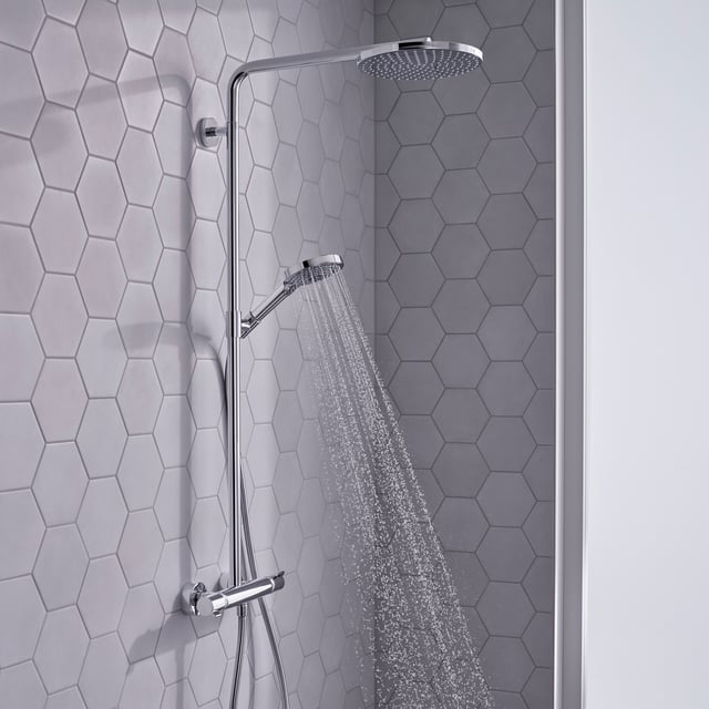 hansgrohe Raindance Select S exposed shower system with thermostat ...