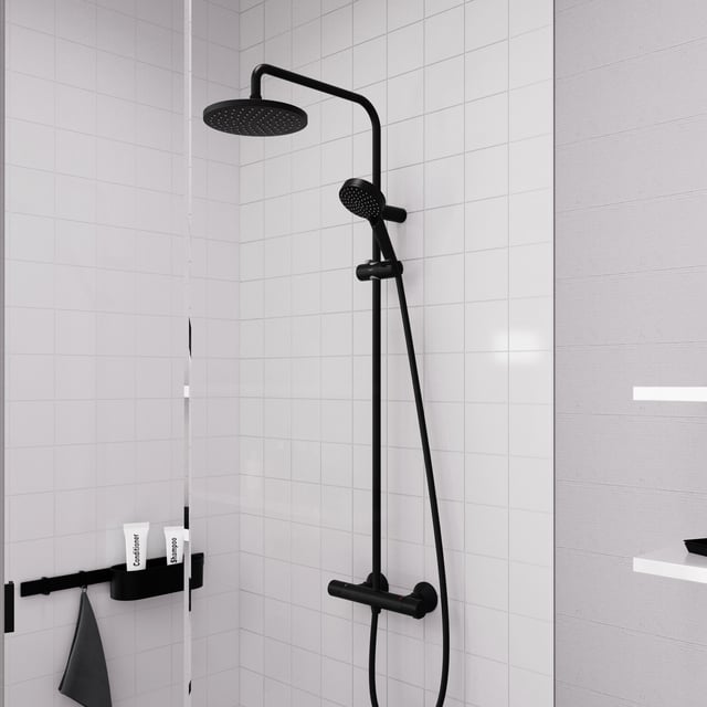 hansgrohe Vernis Blend exposed shower system with thermostat with