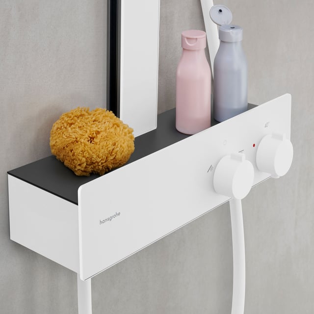 hansgrohe Rainfinity exposed shower system with thermostat matt white ...