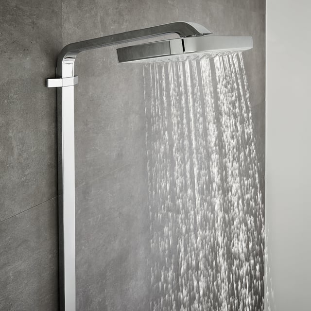 hansgrohe Raindance Select E exposed shower system with thermostat