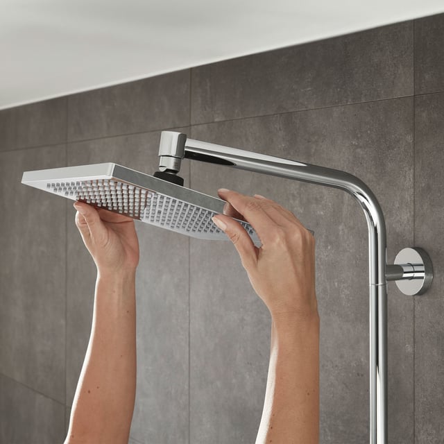 hansgrohe Crometta E exposed shower system with thermostat with