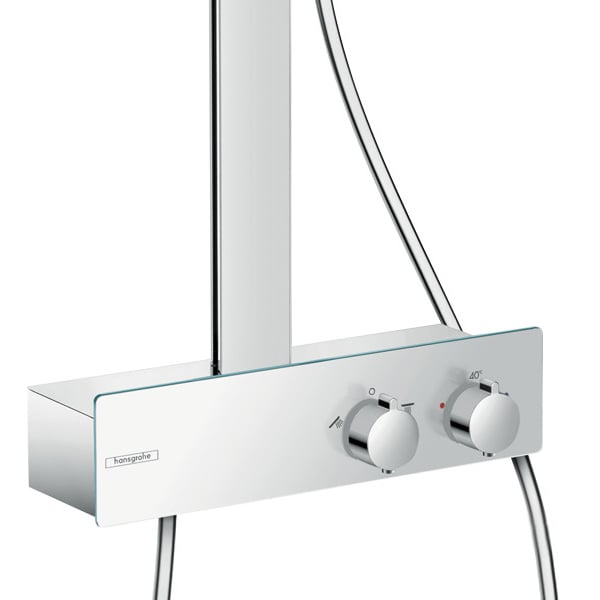 hansgrohe Raindance E exposed shower system with thermostat chrome