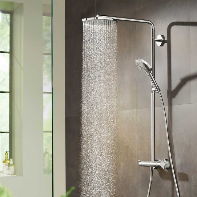hansgrohe Raindance Select S exposed shower system with thermostat ...
