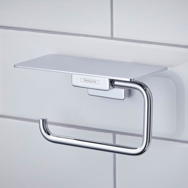 hansgrohe AddStoris toilet roll holder with shelf, chrome - 41772000 ...