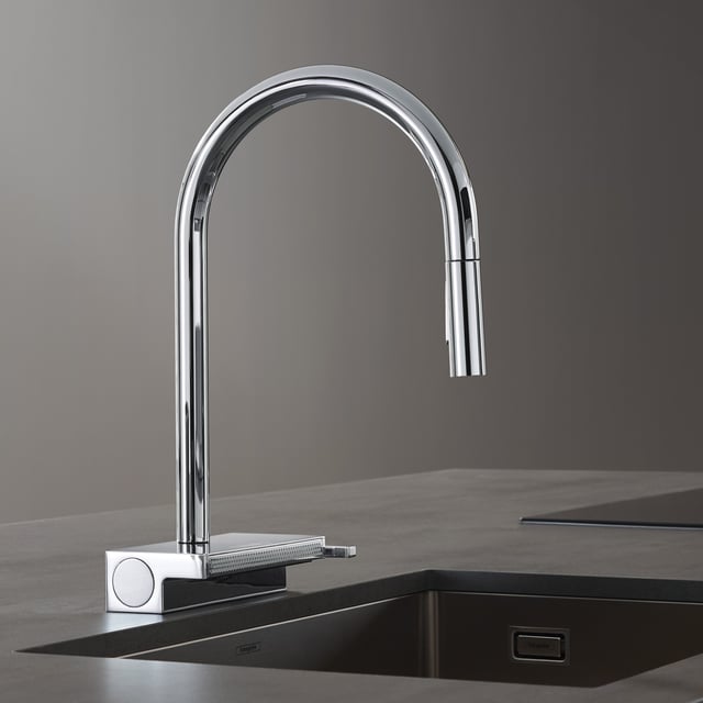 Hansgrohe HighArc Küchenarmatur Ausziehbar – 2 Strahlen, 1,75 GPM, Stahloptik