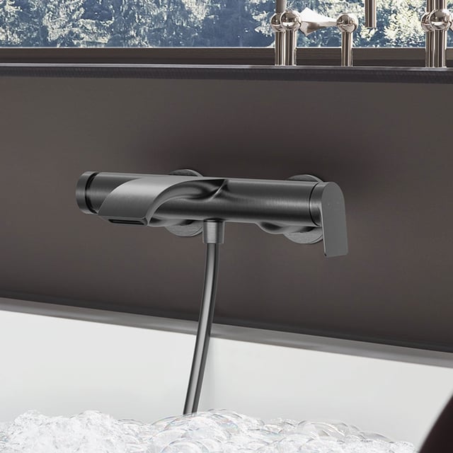 hansgrohe Vivenis exposed bath fitting, single-lever mixer brushed ...