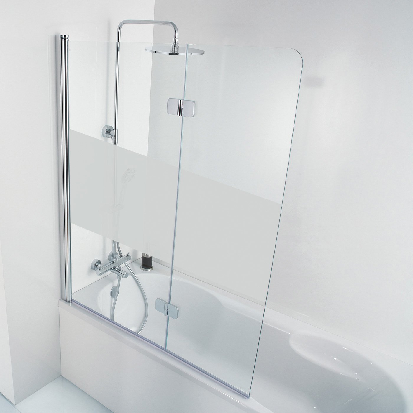 HSK Premium Softcube Bath Screen Movable Matt Centre Chrome Look hsk-premium-softcube-bath-screen-movable-matt-centre-chrome-look