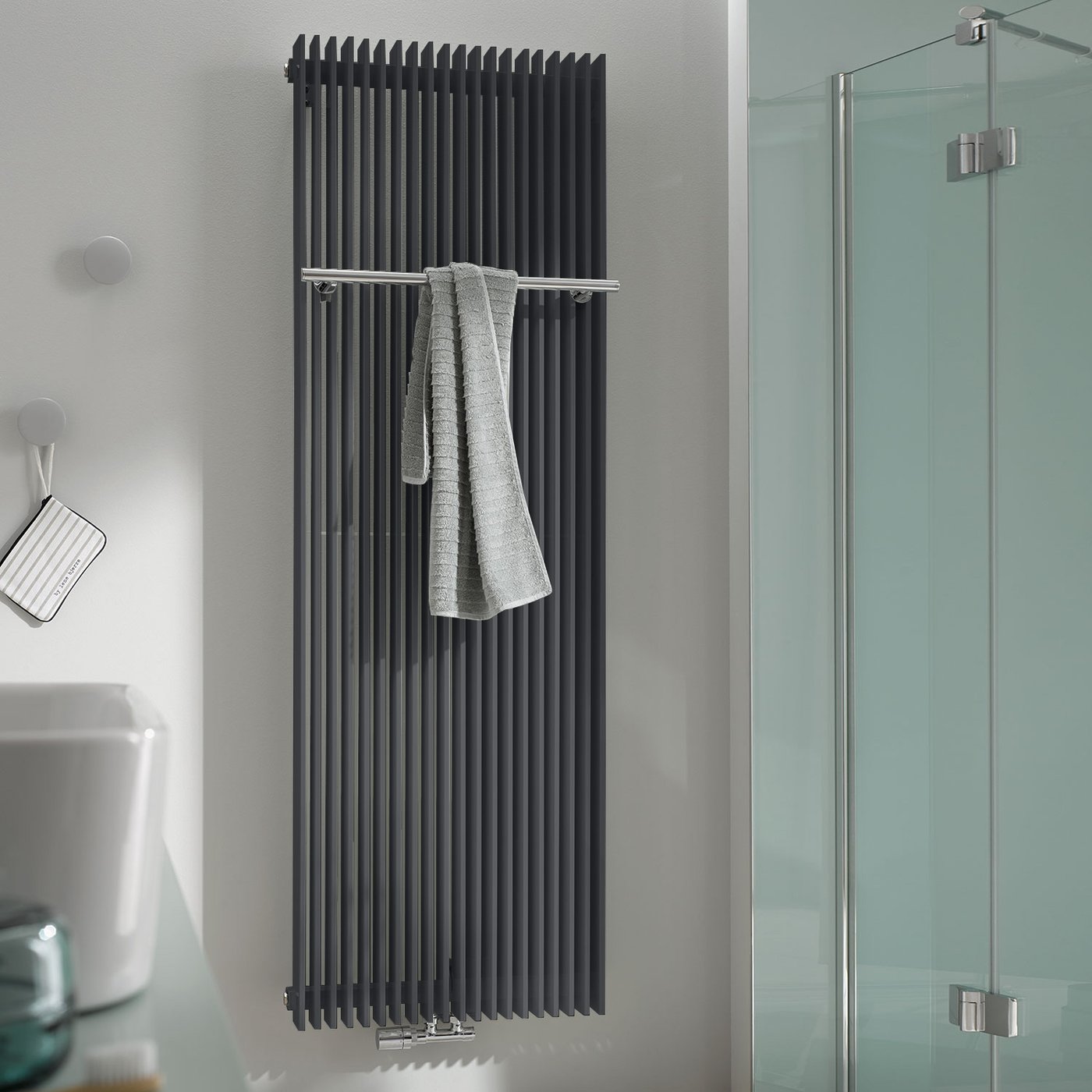 HSK Sky designer radiator, all hot water operation 1758 W, graphite ...