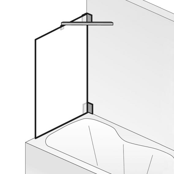 HSK K2 Seitenwand für Badewannenabtrennung ESG klar hell mit Edelglas / chrom optik
