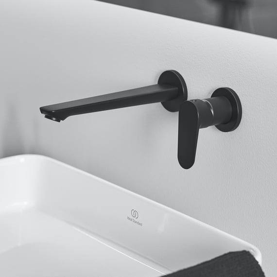 Robinet Lavabo Ideal Standard Cerafine O - Noir Mat, Bec Fixe, Limiteur Débit 5L/min