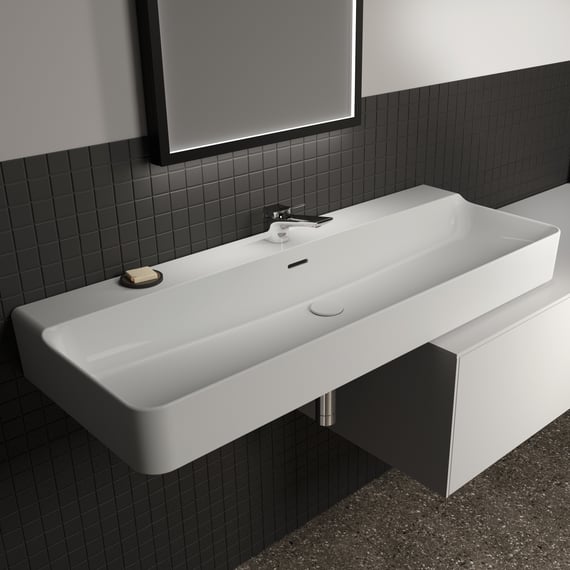 Ideal Standard Conca washbasin white, with Ideal Plus, with 1 tap hole,  ungrounded, without overflow