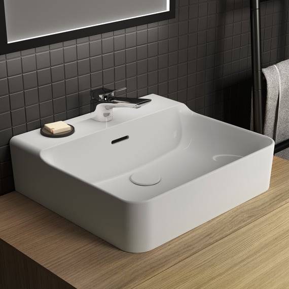 Ideal Standard Conca hand washbasin white, with 1 tap hole, grounded, with  overflow - T381201