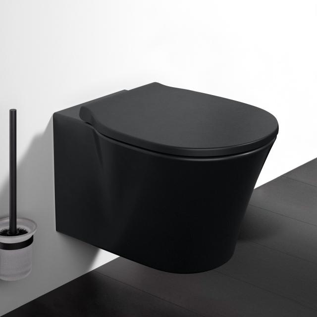 Ideal Standard Connect Air Wand-Tiefspül-WC ohne Spülrand, mit WC-Sitz schwarz matt