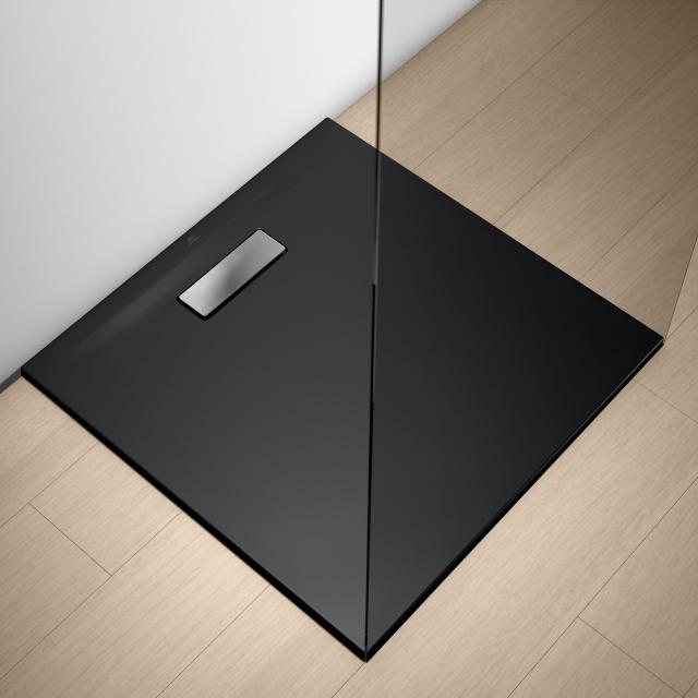 Ideal Standard Ultra Flat New Rechteck-Duschwanne Komplett-Set schwarz matt