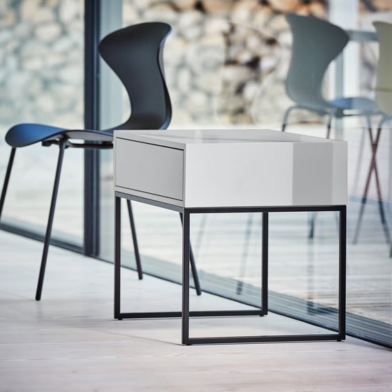 Guéridon Relaxdays - Table D'Appoint Carrée 47x42x42 Cm - Acier Blanc/Noir - Plateau Amovible