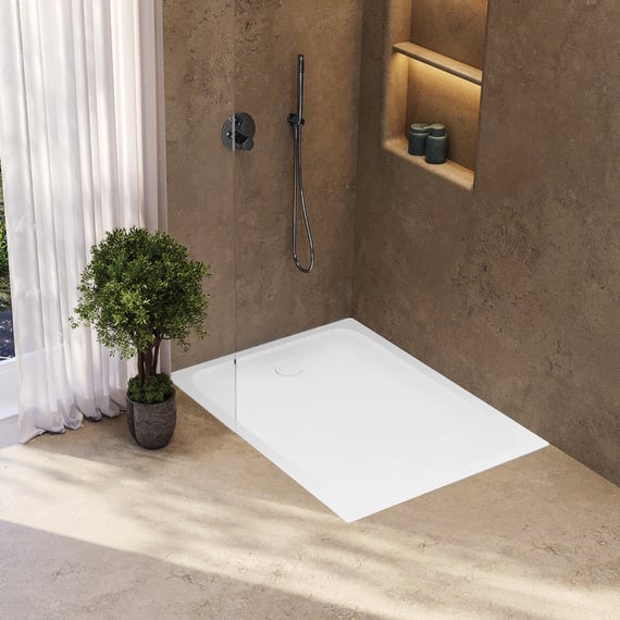 Receveur De Douche AQUABAD NORMA Complet Avec Garniture De Vidage Viega Domoplex - Acrylique - Blanc
