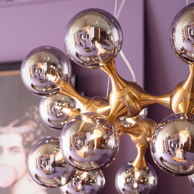 Kare Design Hängelampe Atomic Balls – Silberne Pendelleuchte Mit 18 Glas- Kugeln, Höhenverstellbar (73–172 Cm) Für
