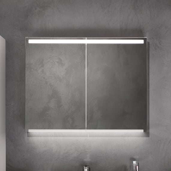 Geberit Opción armario con espejo con iluminación, dos puertas, ancho 90  cm, 500583001