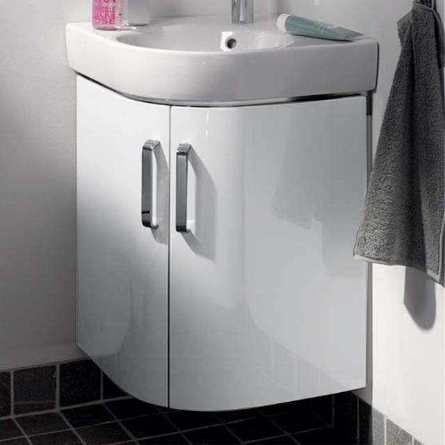 Geberit Renova Compact Waschtischunterschrank für Eckhandwaschbecken mit 2 Türen weiß hochglanz/weiß matt