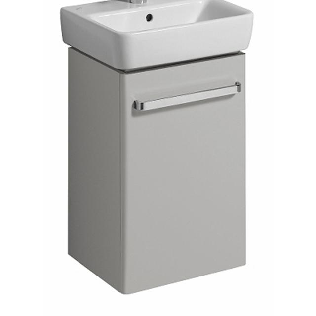 Geberit Renova Compact Handwaschbeckenunterschrank mit 1 Tür Front hellgrau hochglanz / Korpus hellgrau matt